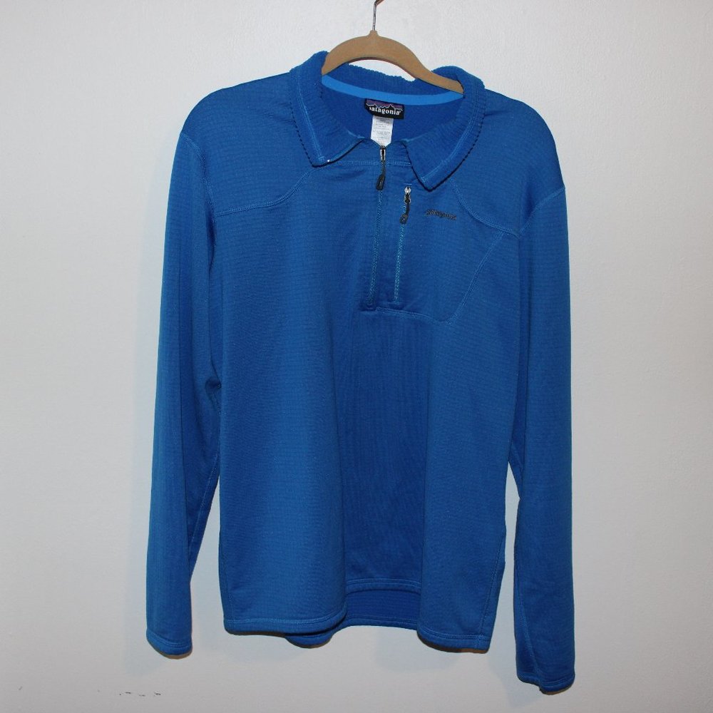 Patagonia Long Sleeve Quarter Zip Blue Sweater Men's Xl Extra Large